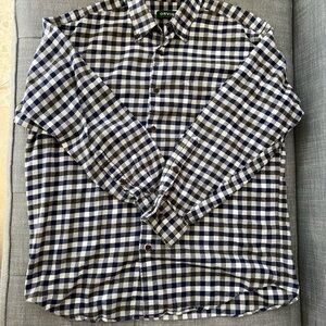 Orvis Navy Grey White Plaid Gingham Button-Down Shirt - LUXURY FLANNEL Series